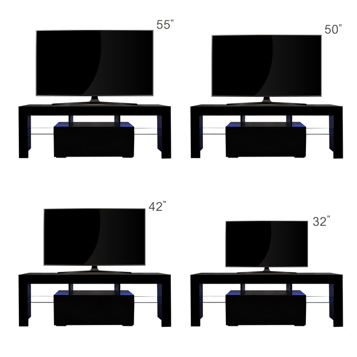 Black TV Stand with LED RGB Lights (Black)