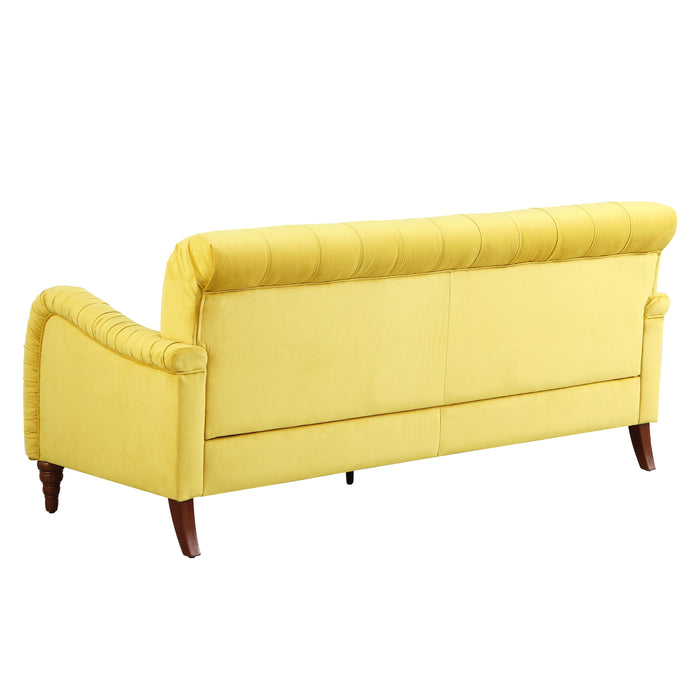 Modern Chesterfield Velvet Sofa - Yellow