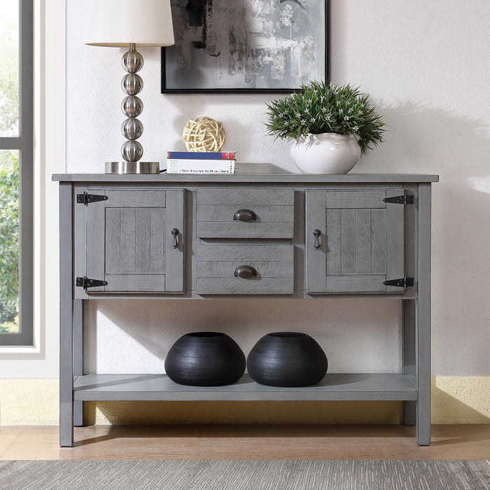 Solid Wood Console Table, Retro Style - Antique Gray