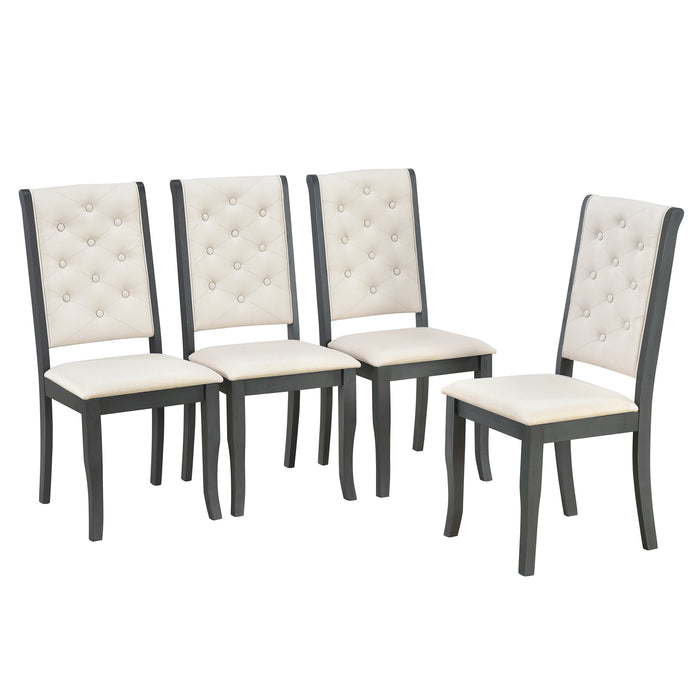 6-Piece Retro Dining Set with Unique-designed Table Legs - Antique Grey