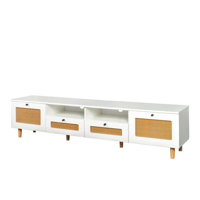 Anmytek Farmhouse Rattan TV Stand