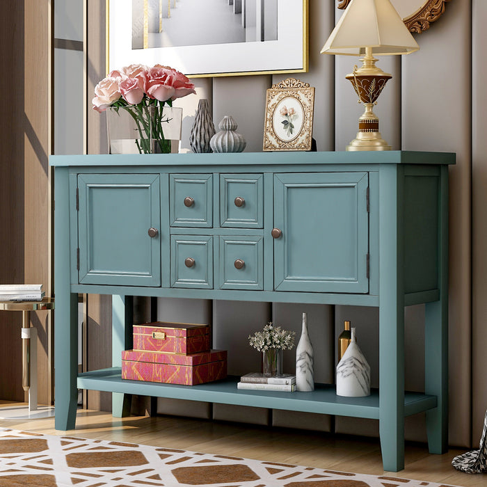 Console Table with Bottom Shelf - Dark Blue