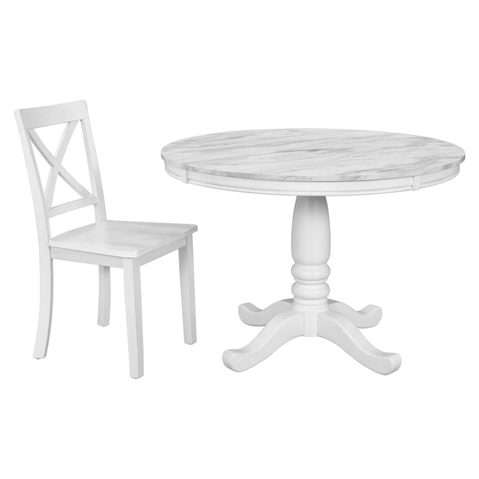 5 Pieces Dining Table and Chairs Set - White