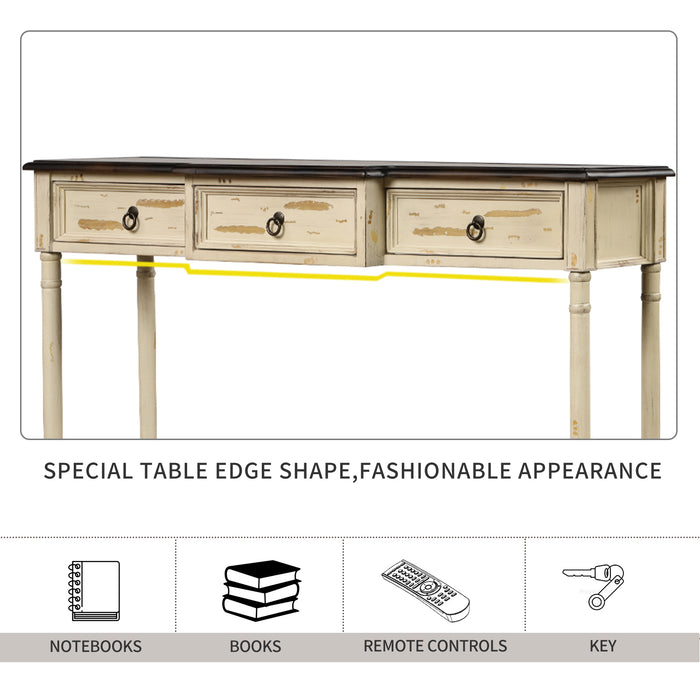 Console Table with Drawers - (Beige)