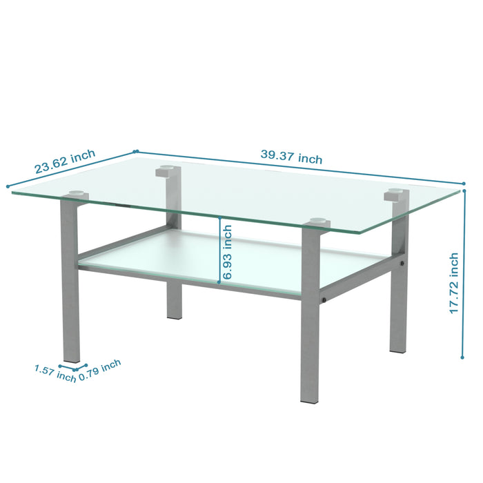 Transparent glass grey coffee table