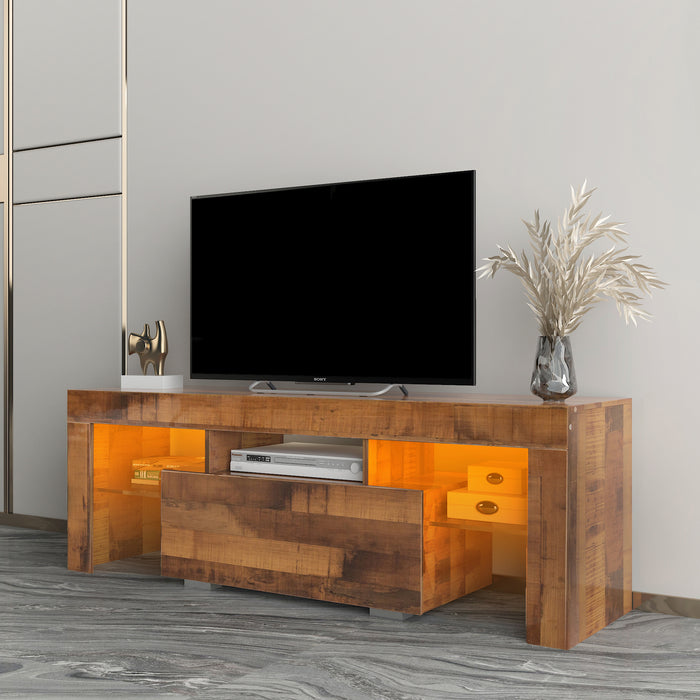 TV Stand with LED RGB Lights-FIR WOOD