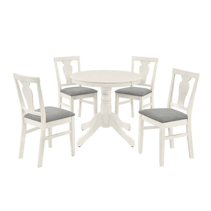 5-Piece Mid-Century Wood Dining Table Set - Cream White