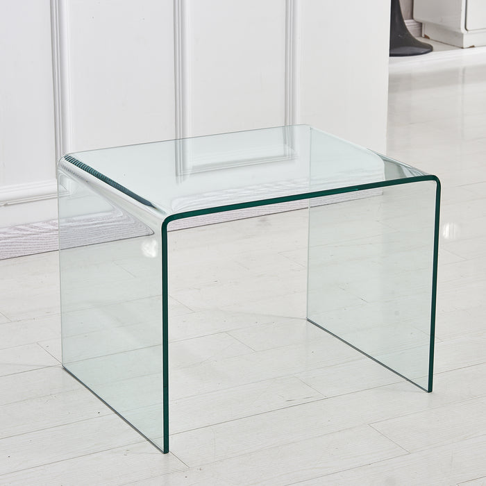 Small Clear Glass End Table, Tempered Glass