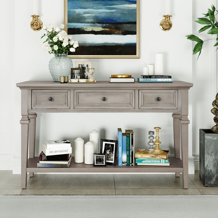 Classic Retro Style Console Table - Brown Wash