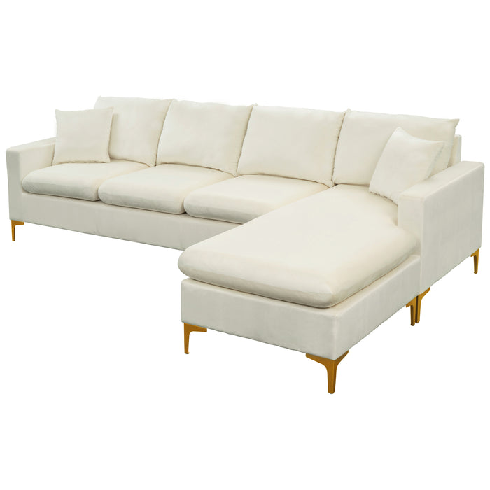 L-Shape Sectional Sofa with Ottoman -Cream