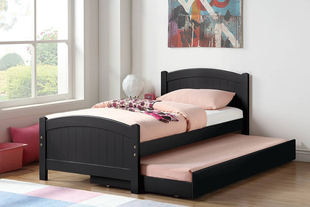 Twin Size Bed w/ Trundle Slats Black Pine Plywood