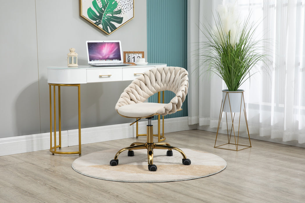 Adjustable Office Swivel Chair - Ivory