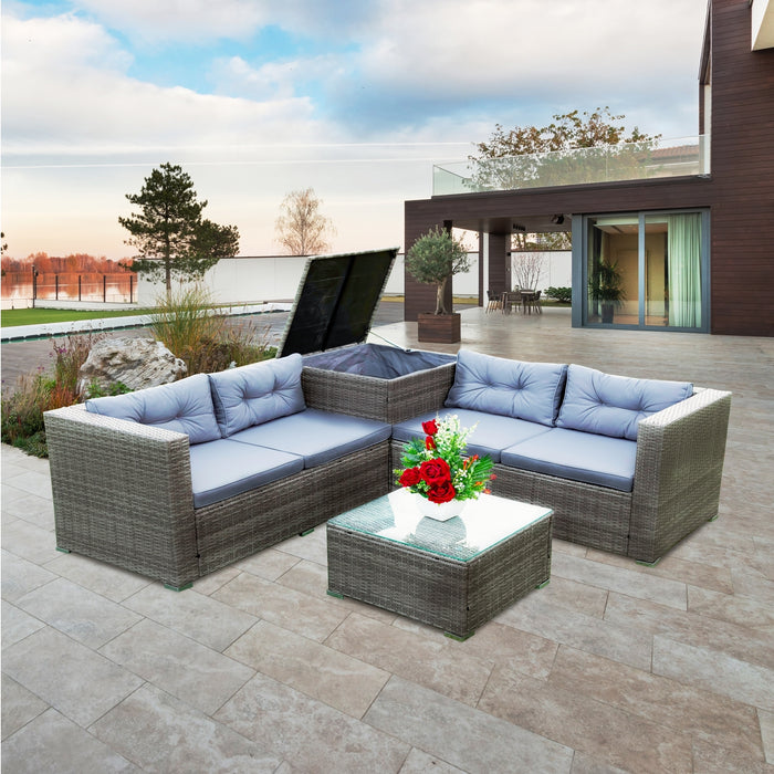 4 Piece Patio Sectional - Grey