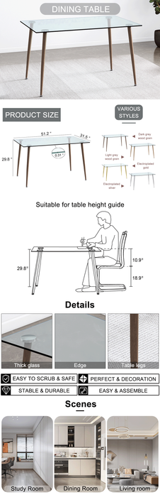 Modern Rectangular Glass Dining Table