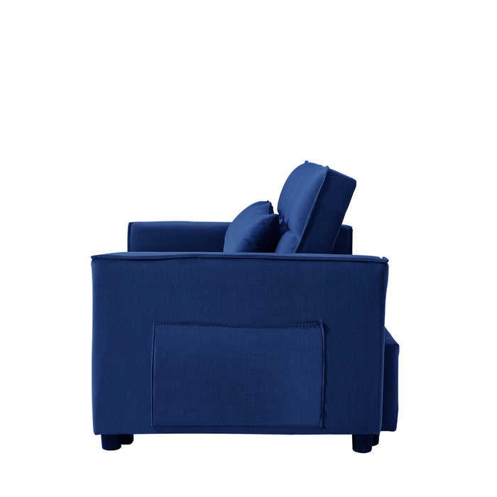 Modern Velvet Convertible Loveseat Sleeper - Blue