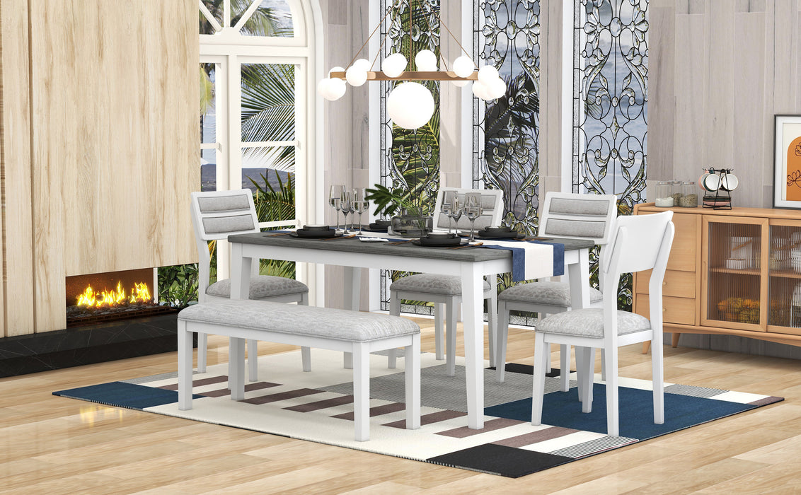 6-Piece Classic and Traditional Style Dining Set - White+Gray