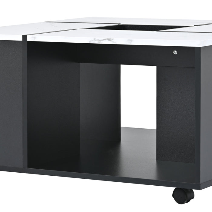 Modern 2-layer Coffee Table with Casters