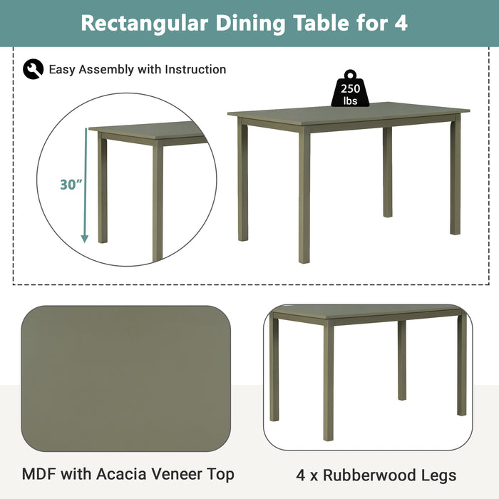 5-piece Wooden Dining Set- Gray Green