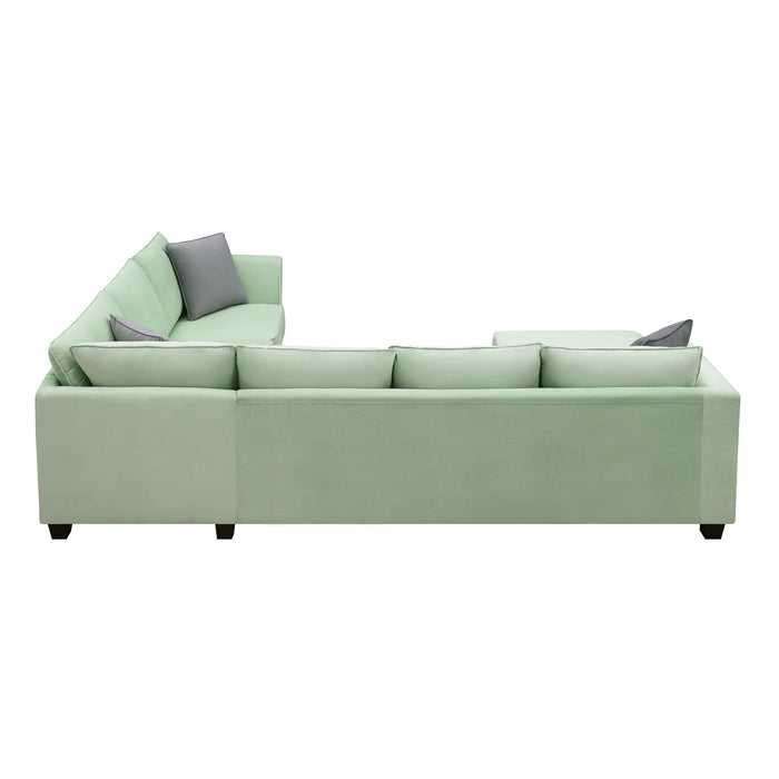 7 Seats Modular Sectional Sofa with Ottoman-Green