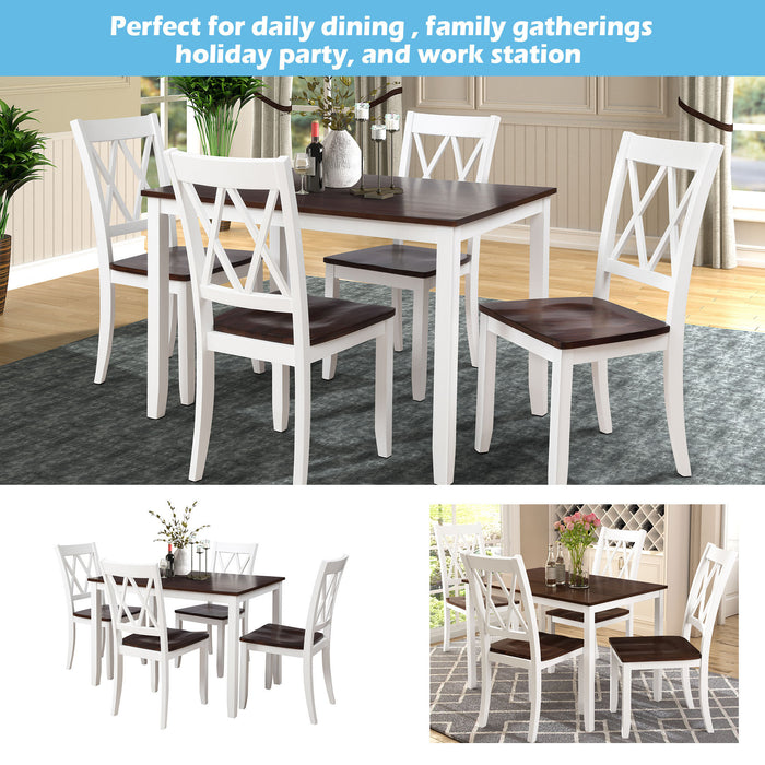 5-Piece Dining Table Set (White+Cherry)