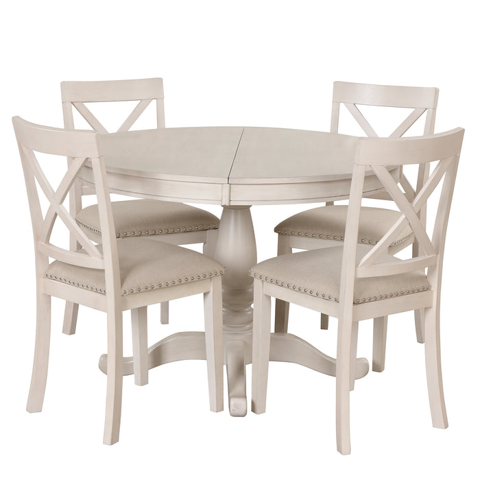 5 Piece Modern Dining Table Set - White