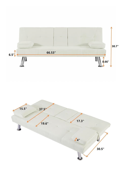 Modern Convertible Folding Futon Sofa Bed - Grey