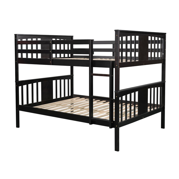 Full over Full Bunk Bed with Ladder  - Espresso