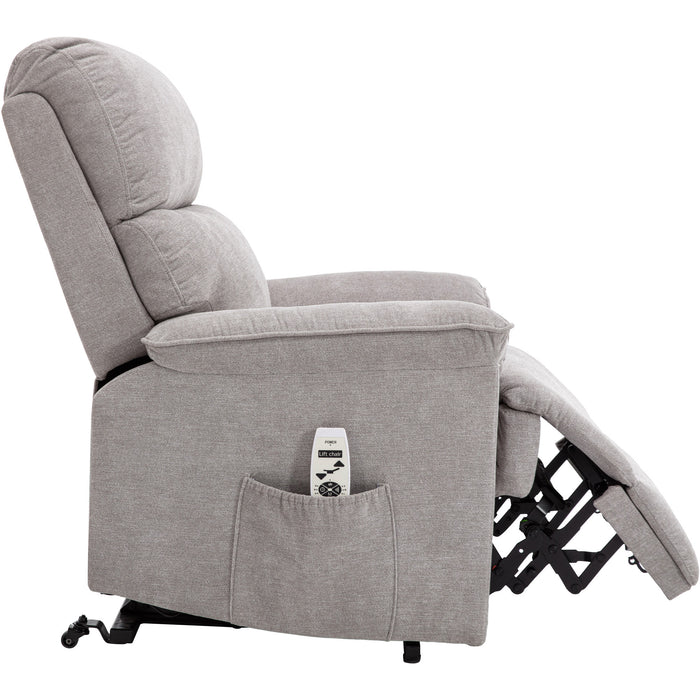 Deluxe Power Lift Recliner with Massage and Heat Function,Light Gray