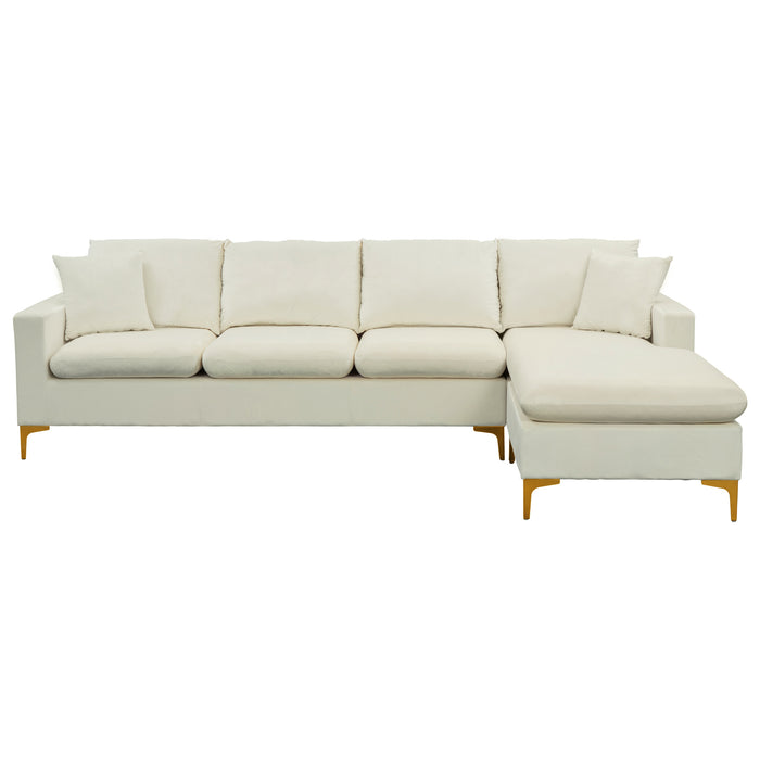 L-Shape Sectional Sofa with Ottoman -Cream