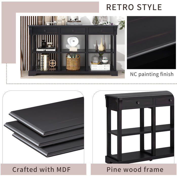 Retro Console Table/Sideboard with Ample Storage - Espresso