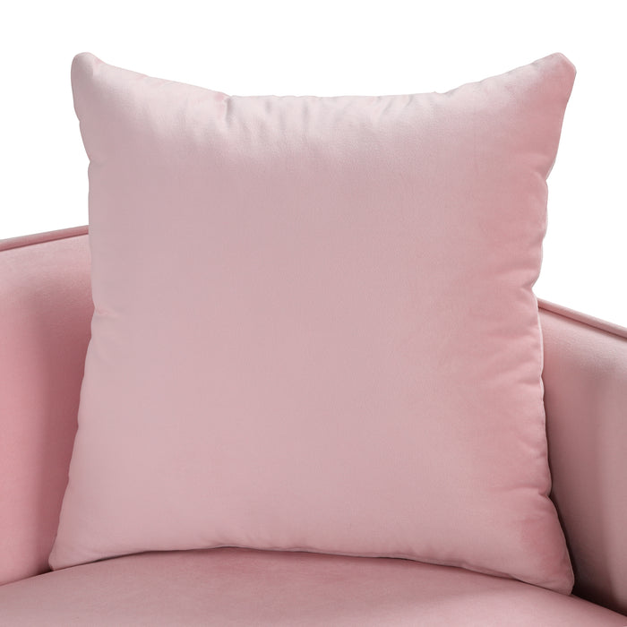 2 Piece Velvet Upholstered Sofa Sets, Pink