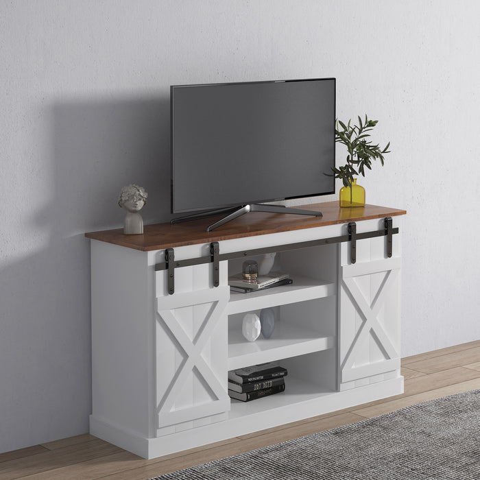 Farmhouse Sliding Barn Door TV Stand for TV up to 65 Inch