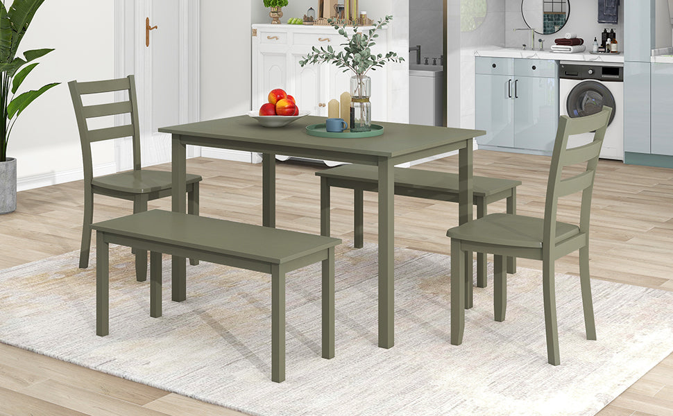 5-piece Wooden Dining Set- Gray Green