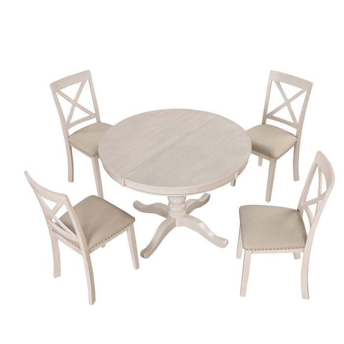 5 Piece Modern Dining Table Set - White