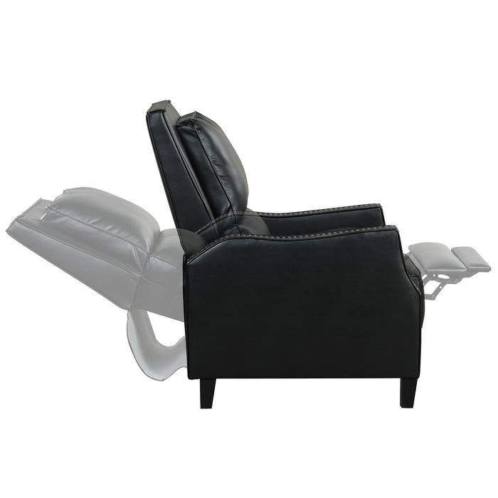 Push Back Recliner, Arms with Brass Nails, Blackl (29.5"x40"x42")