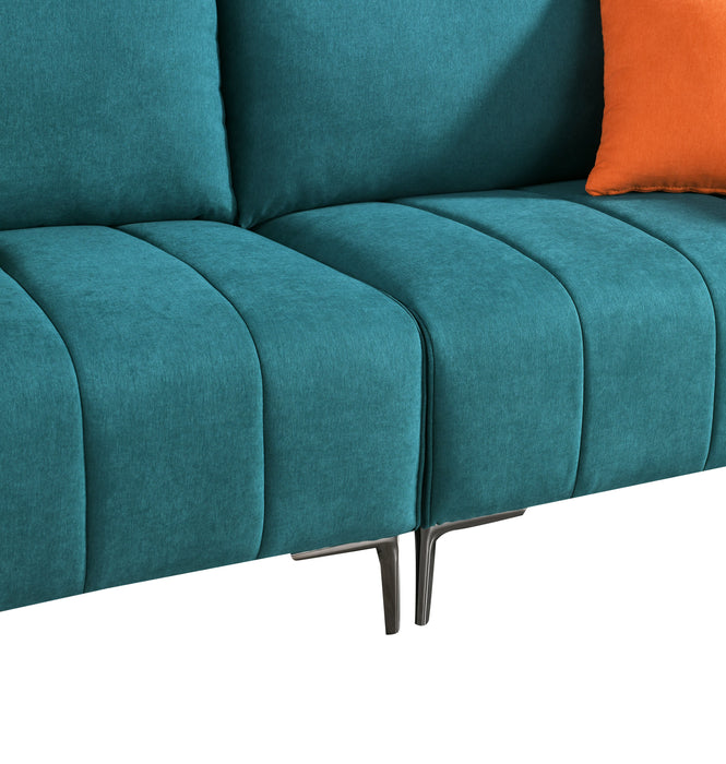 Modern Fabric Loveseat  with 2 Side Pockets - Green