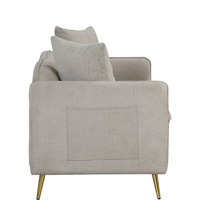 Modern Velvet Loveseat with 2 Pillows - Gray