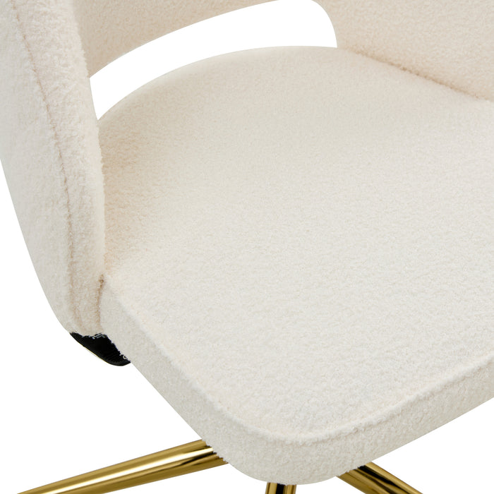 Modern Teddy Velvet Office Chairs, Adjustable 360 °Swivel - White