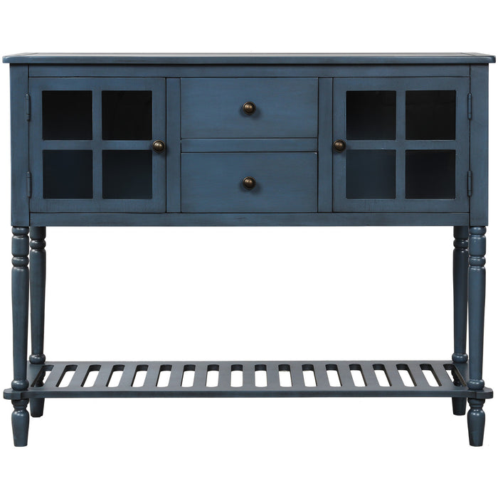 Farmhouse Console Table with Bottom Shelf -Antique Navy Blue