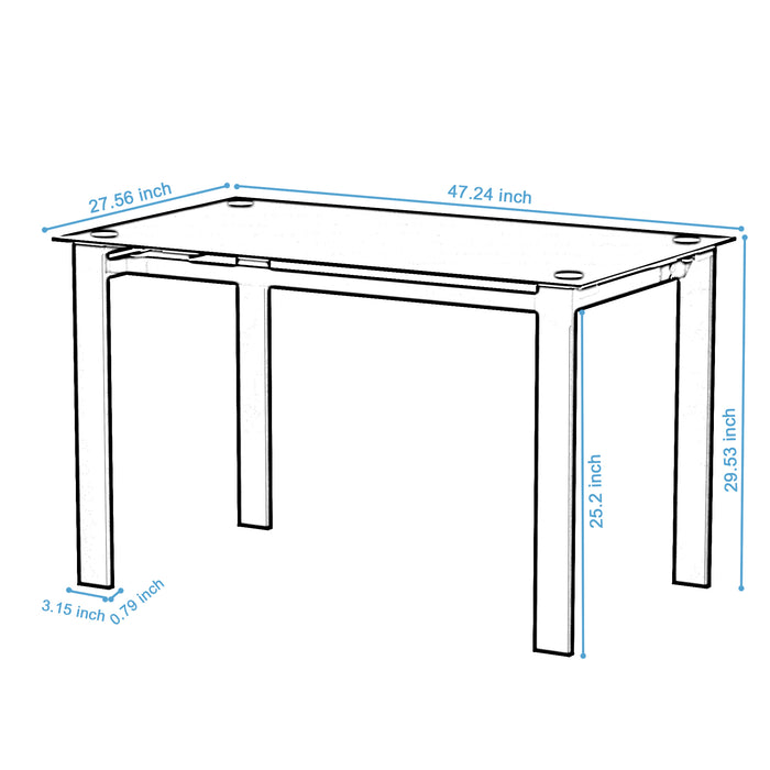 Modern tempered glass black dining table