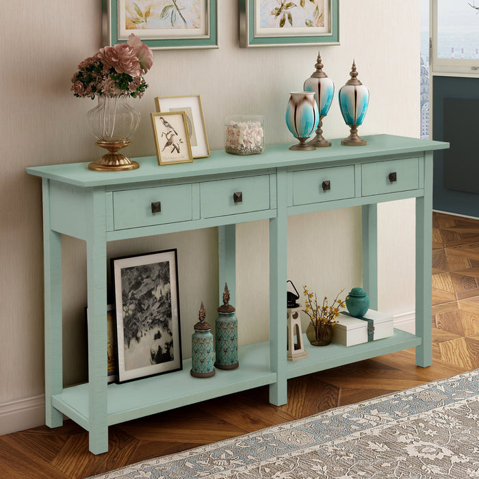 Rustic Brushed Texture Entryway Table - Antique Green