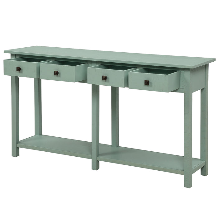 Rustic Brushed Texture Entryway Table - Antique Green