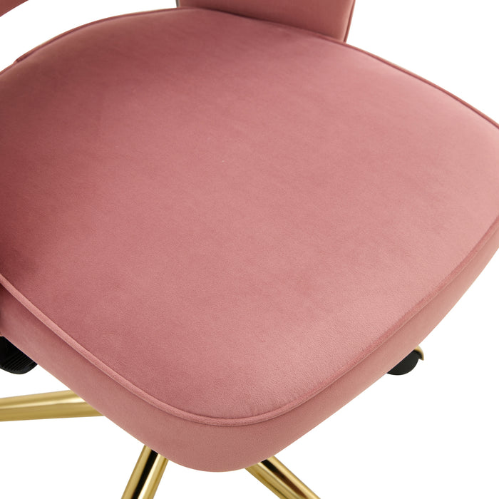 Modern Velvet Office Chairs, Adjustable 360 °Swivel Chair - Pink