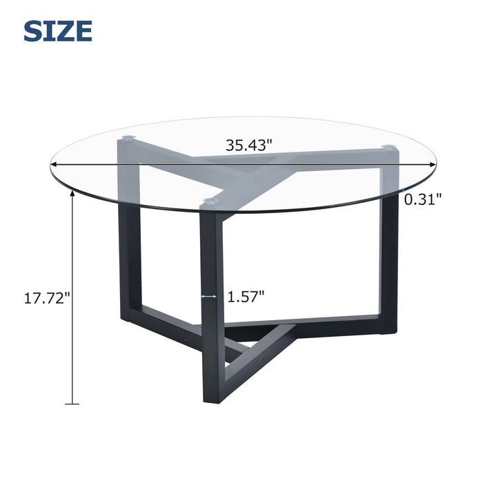 Round Glass Coffee Table (Black)