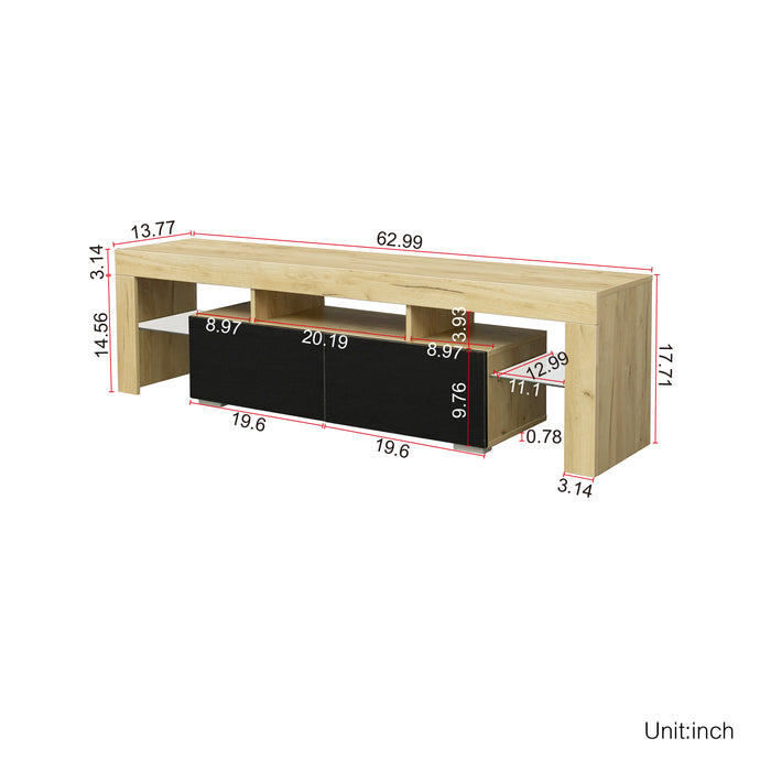 Simple Design TV Stand (Oak,Black)