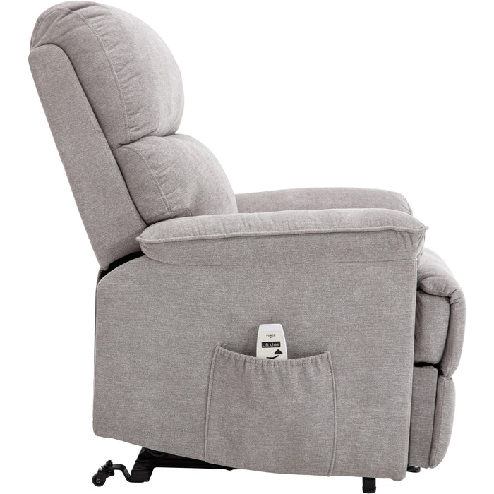 Deluxe Power Lift Recliner with Massage and Heat Function,Light Gray