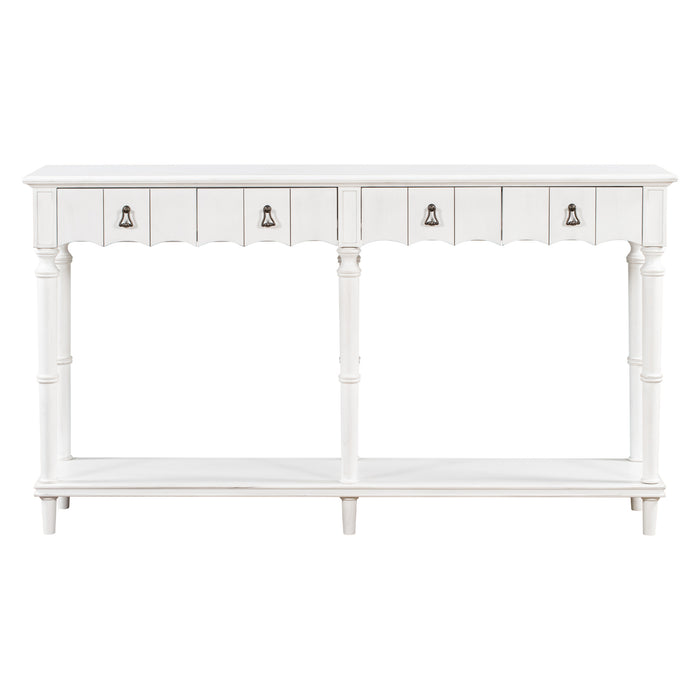 Country Console Table for Hallway - Antique White