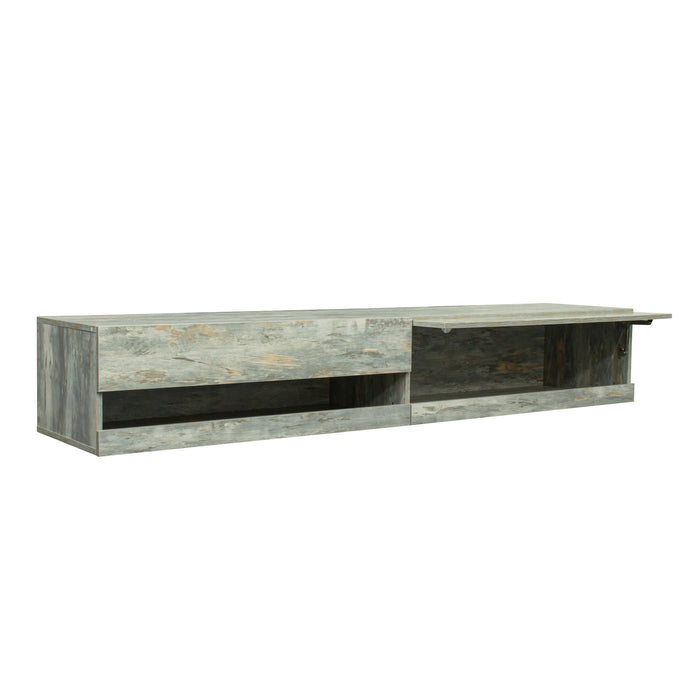 Wall Mounted Floating 80" TV Stand with 20 Color LEDs Grey