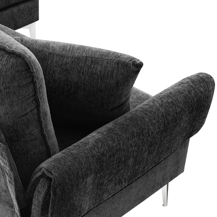 Convertible Sectional Sofa, Modern Chenille L-Shaped