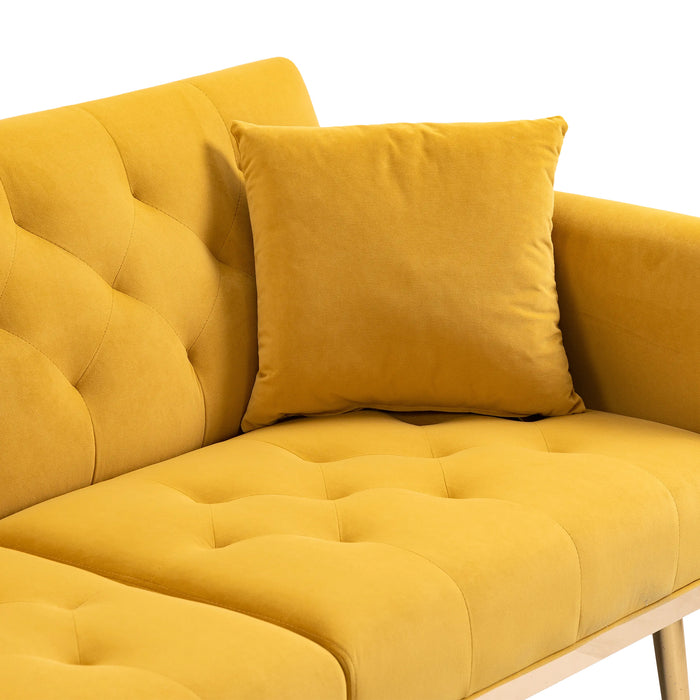 Modern Velvet  Sofa Futon - Mustard